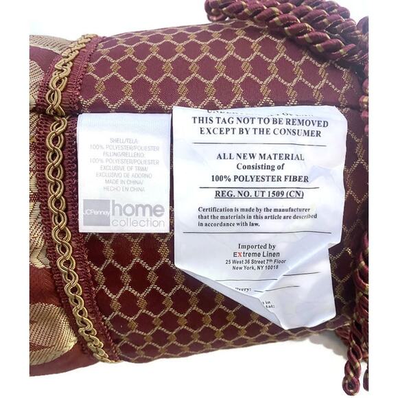 JC Penney Home Collection Accent Throw Pillows Burgundy and Brown Set of 2 - Picture 9 of 9